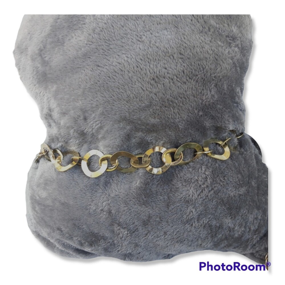 Gold Toned Hammered Metal Open Circle Waist Belt-Adjustable-Classic